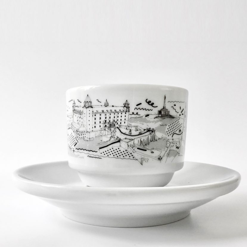 Ilustrácia Bratislavy - porcelánová šálka 3